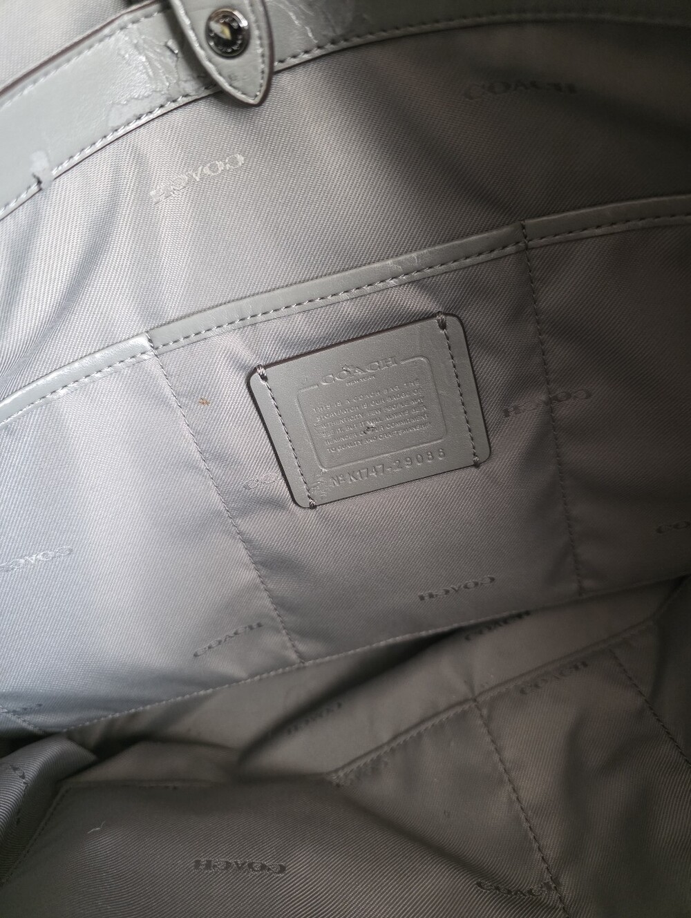 Coach Metallic Silver Pebbled Leather Tote - Picture 3 of 8
